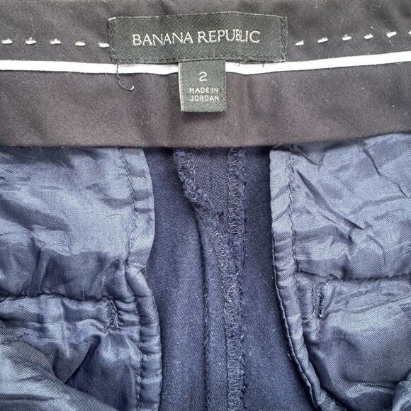 Banana Republic Sloan Pants Womens 2 Petite Navy Blue Stretch Ankle Mid Rise - Picture 6 of 12